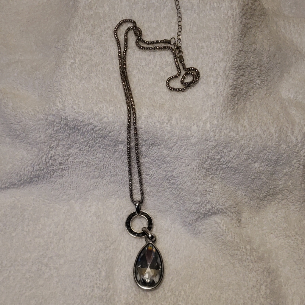 Diamond drop long necklace